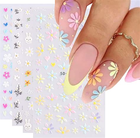 flower sticker nail art|More.